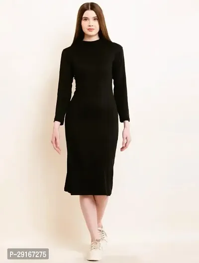 Stylish Black Four Way Cotton Solid Bodycon Dress For Women-thumb0