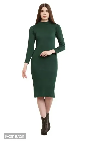 Stylish Green Four Way Cotton Solid Bodycon Dress For Women