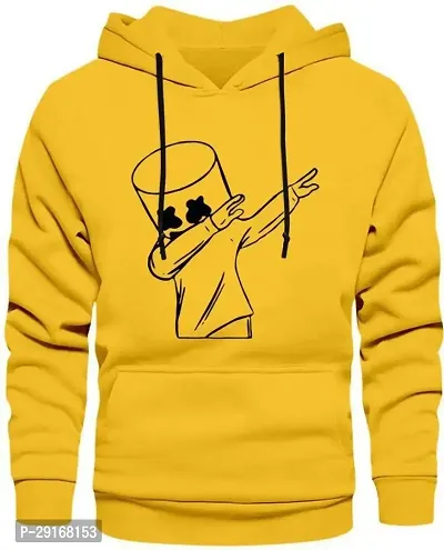 Elegant Yellow Fleece Printed Long Sleeves Hoodies For Men-thumb0