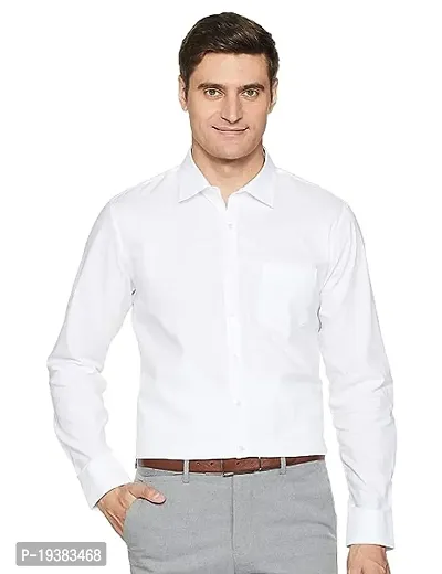 Reliable White Cotton Solid Long Sleeves Casual Shirts For Men-thumb0