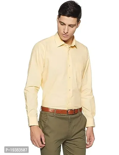 Reliable Yellow Cotton Solid Long Sleeves Casual Shirts For Men-thumb0