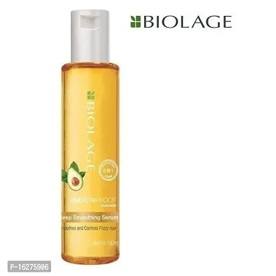 BIOLAGE Smooth proof Deep Smoothing 6-in-1 Serum | Paraben free|Controls frizz, Smoothens rough ends and adds instant shine| For Frizzy Hair | 100ml-thumb0