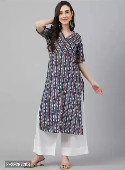 Women Printed Viscose Rayon Straight Kurta-thumb0