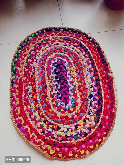 Handloom oval shaped jute rug 16x24 inch in size-thumb0