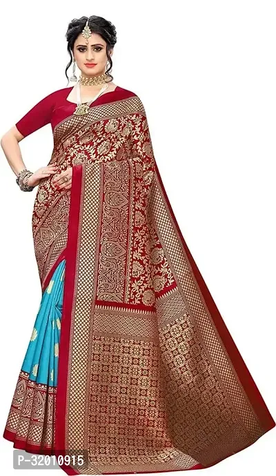 Stylish Red silk Applique Saree with Blouse piece For Women-thumb0