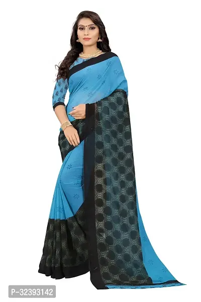 Beautiful Blue Cotton Silk Self Pattern Saree With Blouse Piece For Women-thumb0