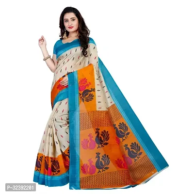 Beautiful Multicoloured Polycotton Printed Saree With Blouse Piece For Women-thumb0