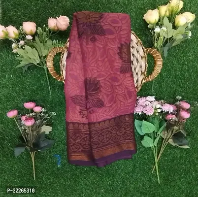 Stylish Brown Brasso Printed Saree With Blouse Piece For Women-thumb0