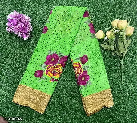 Stylish Green Georgette Digital Print Saree with Blouse piece For Women