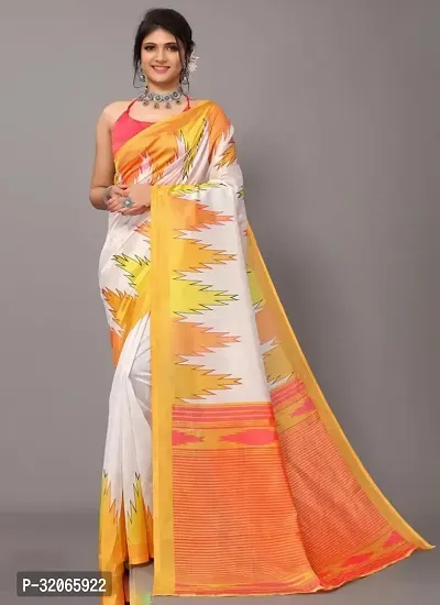 Beautiful Multicoloured Art Silk Printed Saree with Blouse Piece For Women