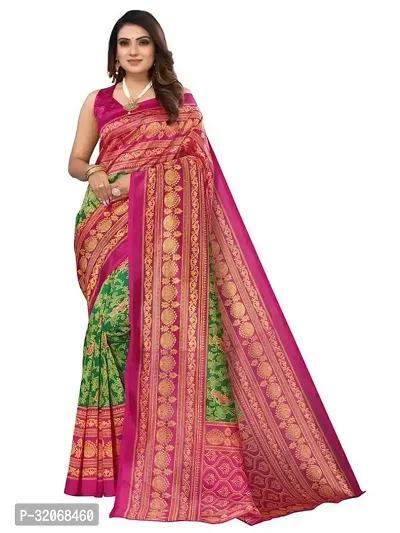 Beautiful Silk Blend Jacquard Saree with Blouse piece For Women