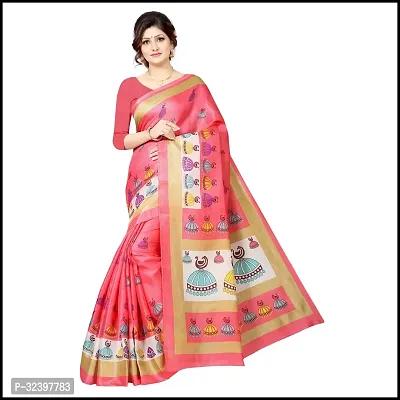 Stylish Pink Khadi Self Pattern Saree with Blouse piece For Women