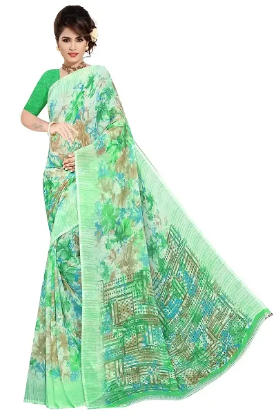 Lovly Women's Weightless Fabric Beautiful Ethinic Wear Saree With Unstiched Blouse Piece (A_V_M_16062114-LightGreen)