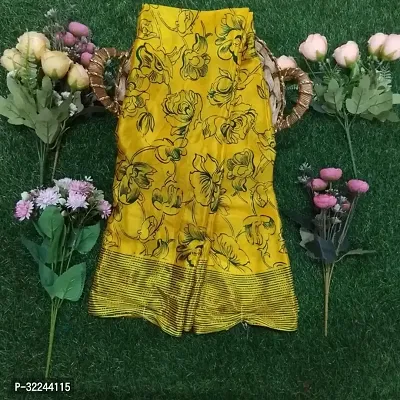 Stylish Yellow Crepe Printed Saree with Blouse piece For Women