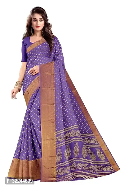 Stylish Purple Chiffon Printed Saree with Blouse piece For Women-thumb0