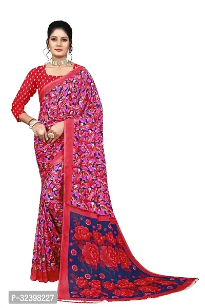 Stylish Pink Georgette Self Pattern Saree with Blouse piece For Women-thumb0