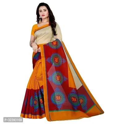 Beautiful Multicoloured Art Silk Printed Saree With Blouse Piece For Women