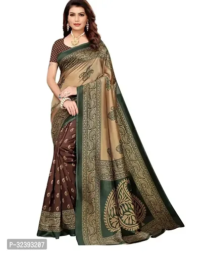 Beautiful Brown Polycotton Self Pattern Saree With Blouse Piece For Women-thumb0