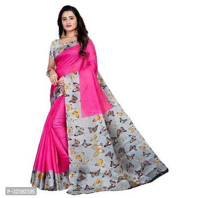 Stylish Pink Self Pattern Saree With Blouse Piece For Women