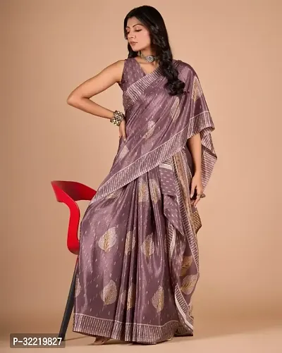 Elegant Multicoloured Crepe Saree with Blouse piece For Women-thumb0