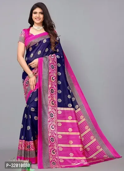 Stylish Blue Art Silk Applique Saree with Blouse piece For Women