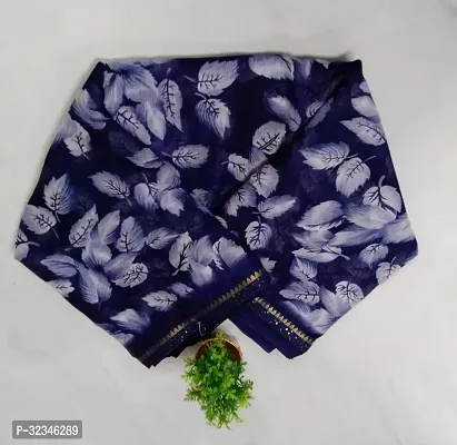 Stylish Navy Blue Georgette Printed Saree With Blouse Piece For Women-thumb0