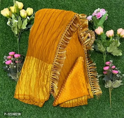 Stylish Yellow Chiffon Printed Saree with Blouse piece For Women