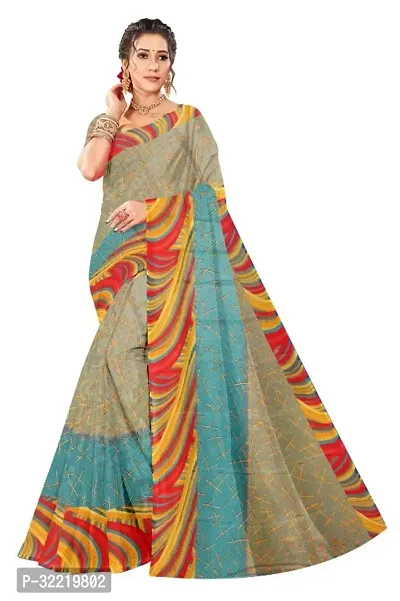 Elegant Multicoloured Chiffon Saree with Blouse piece For Women-thumb0