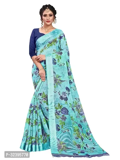 Stylist Cotton Silk Saree With Blouse Piece For Women-thumb0