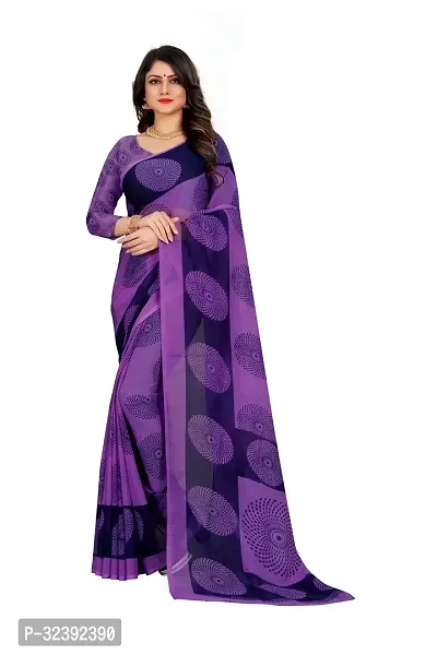 Stylish Purple Self Pattern Saree With Blouse Piece For Women-thumb0