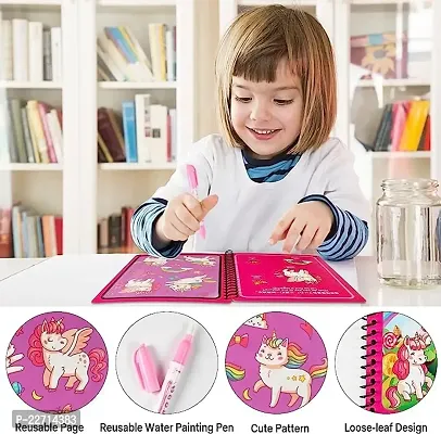 Kids Magic Water Coloring Books Unlimited Fun with Drawing Reusable Water Reveal Activity Pad Chunky Size Water Pen for Kids Random Design 4 Books 4 pens-thumb3