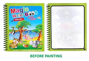 Kids Magic Water Coloring Books Unlimited Fun with Drawing Reusable Water Reveal Activity Pad Chunky Size Water Pen for Kids Random Design 4 Books 4 pens-thumb1