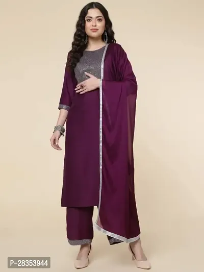 Stylish Fancy Designer Cotton Blend Kurta With Bottom and Dupatta Set for Women-thumb0