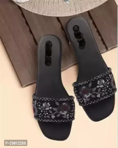 Elegant Black PVC Printed Sandals For Women
