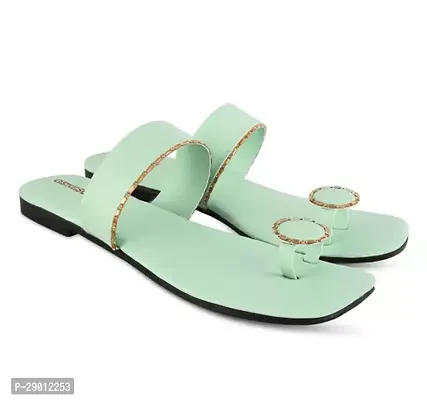 Elegant Green PVC Solid Sandals For Women