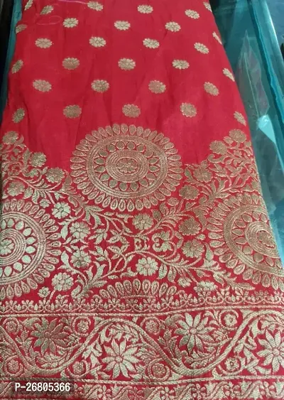 Reliable Red Cotton Blend Embroidered Unstitched Blouse Piece For Women