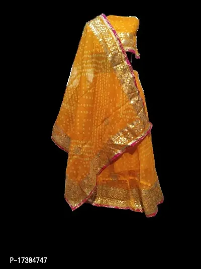 Vansh Enterprises Womens/Girls Traditional Jaipuri Rajasthani Gota Patti Handwork Yellow Kota Doria Ready To Wear Lehenga  Dupatta With Unstitched Blouse Piece-thumb0