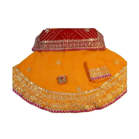 Traditional Jaipuri Rajasthani Gota Patti Handwork Kota Doria Ready To Wear Lehenga Dupatta With Unstitched Blouse Piece