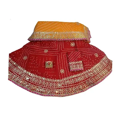 Vansh Enterprises Womens/Girls Traditional Jaipuri Rajasthani Gota Patti Handwork Red Kota Doria Ready To Wear Lehenga  Dupatta With Unstitched Blouse Piece