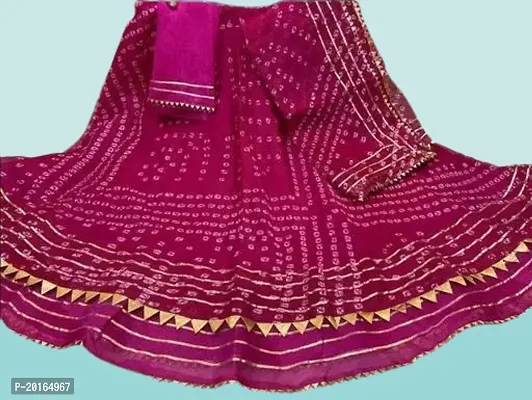 Womens/Girls Traditional Jaipuri Rajasthani Gota Patti Handwork Pink Kota Doria Ready To Wear Lehenga  Dupatta With Unstitched Blouse Piece-thumb0