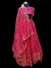 Womens/Girls Traditional Jaipuri Rajasthani Gota Patti Handwork Pink Kota Doria Ready To Wear Lehenga  Dupatta With Unstitched Blouse Piece-thumb2