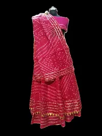 Womens/Girls Traditional Jaipuri Rajasthani Gota Patti Handwork Pink Kota Doria Ready To Wear Lehenga  Dupatta With Unstitched Blouse Piece-thumb3