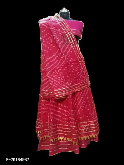 Womens/Girls Traditional Jaipuri Rajasthani Gota Patti Handwork Pink Kota Doria Ready To Wear Lehenga  Dupatta With Unstitched Blouse Piece-thumb4