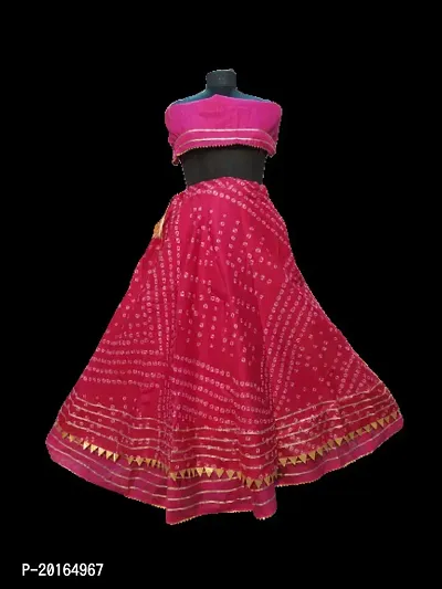 Womens/Girls Traditional Jaipuri Rajasthani Gota Patti Handwork Pink Kota Doria Ready To Wear Lehenga  Dupatta With Unstitched Blouse Piece-thumb2