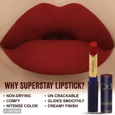 CVB LM-206 SuperStay No Transfer Matte Lipstick, Waterproof and Full-Pigmented, Transfer-Proof Smudge-Proof Lip Colour, Matte Finish, 3.5g - 703 Opera-thumb3