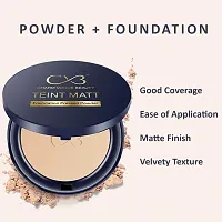 CVB C02 2 in 1 Teint Matt Foundation Pressed Compact Powder for Buildable Full Coverage  Matte Finish (01 White Ivory, 10g)-thumb2