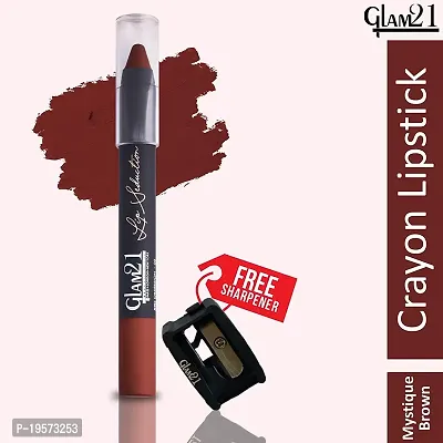 Glam21 Lip Seduction Non- Transfer Crayon Lipstick| Lightweight  Longlasting|Creamy Matte Formula - 2.8gm|Mystique Brown|10-thumb2