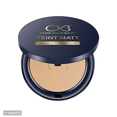 CVB C02 2 in 1 Teint Matt Foundation Pressed Compact Powder for Buildable Full Coverage  Matte Finish (03 Natural Beige, 10g)