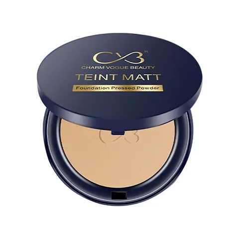 CVB C02 2 in 1 Teint Matt Foundation Pressed Compact Powder for Buildable Full Coverage & Matte Finish