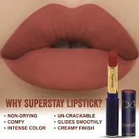 CVB LM-206 SuperStay No Transfer Matte Lipstick, Waterproof and Full-Pigmented, Transfer-Proof Smudge-Proof Lip Colour (721 BRICK)-thumb2